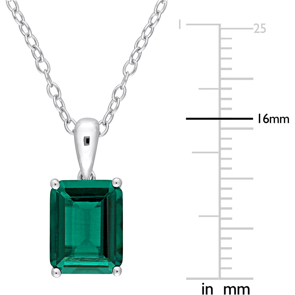 Sofia B. Emerald Cut Created Emerald Solitaire Heart Design Necklace - Image 4 of 4