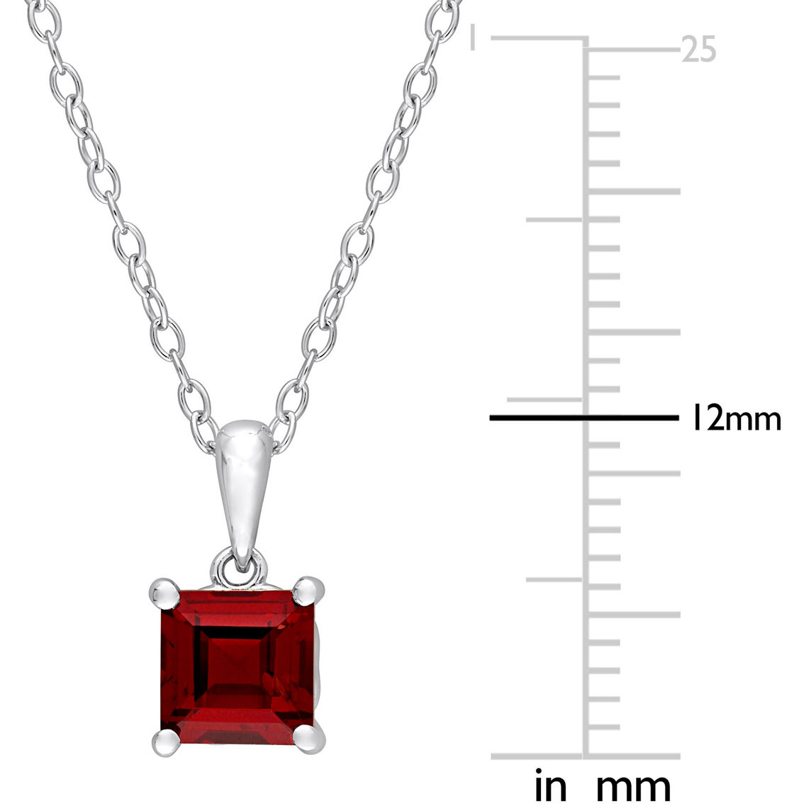 Sofia B. Sterling Silver Princess Cut Garnet Pendant and Stud Earring 2 pc. Set - Image 4 of 4