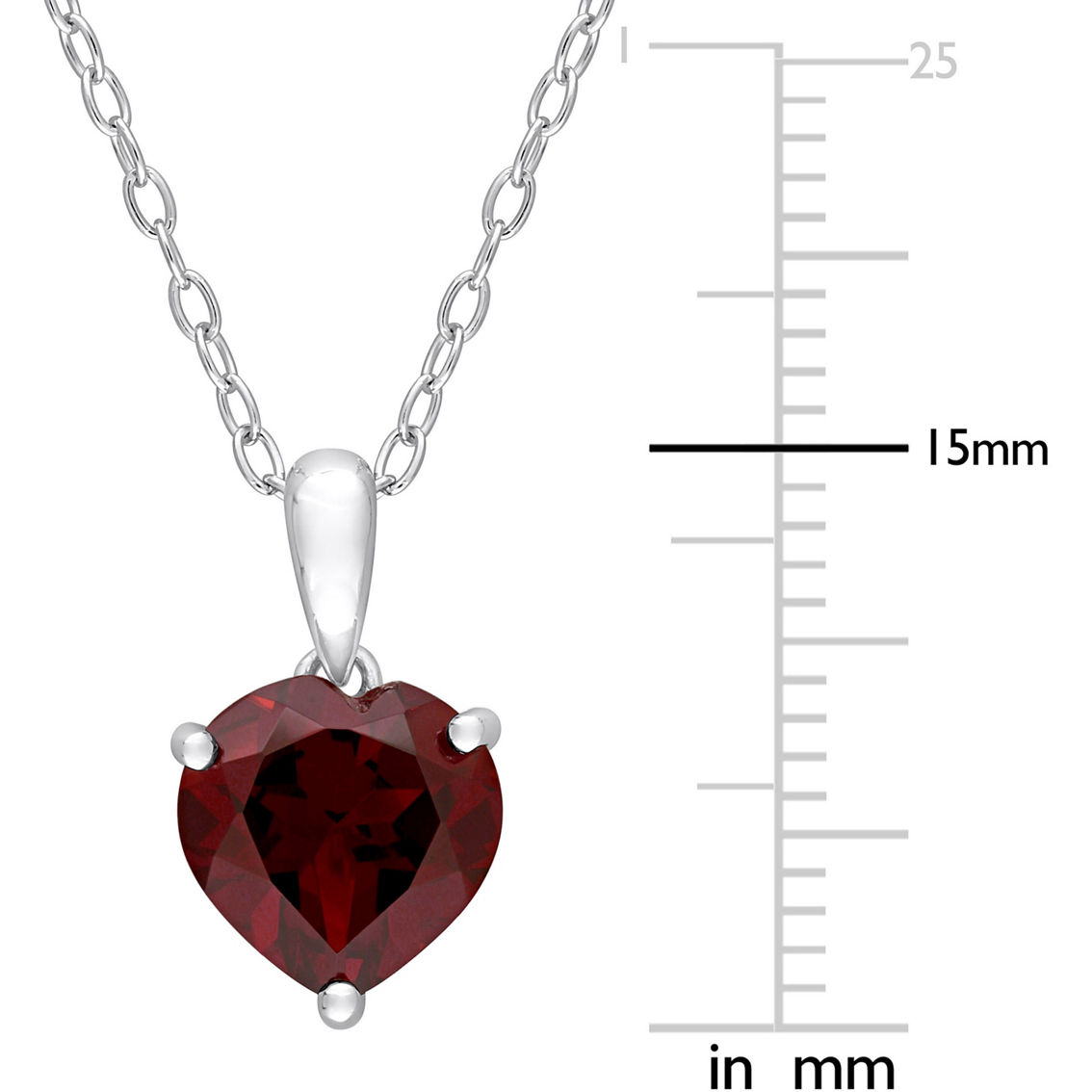 Sofia B. Sterling Silver Heart Shaped Garnet Pendant and Stud Earring 2 pc. Set - Image 4 of 4
