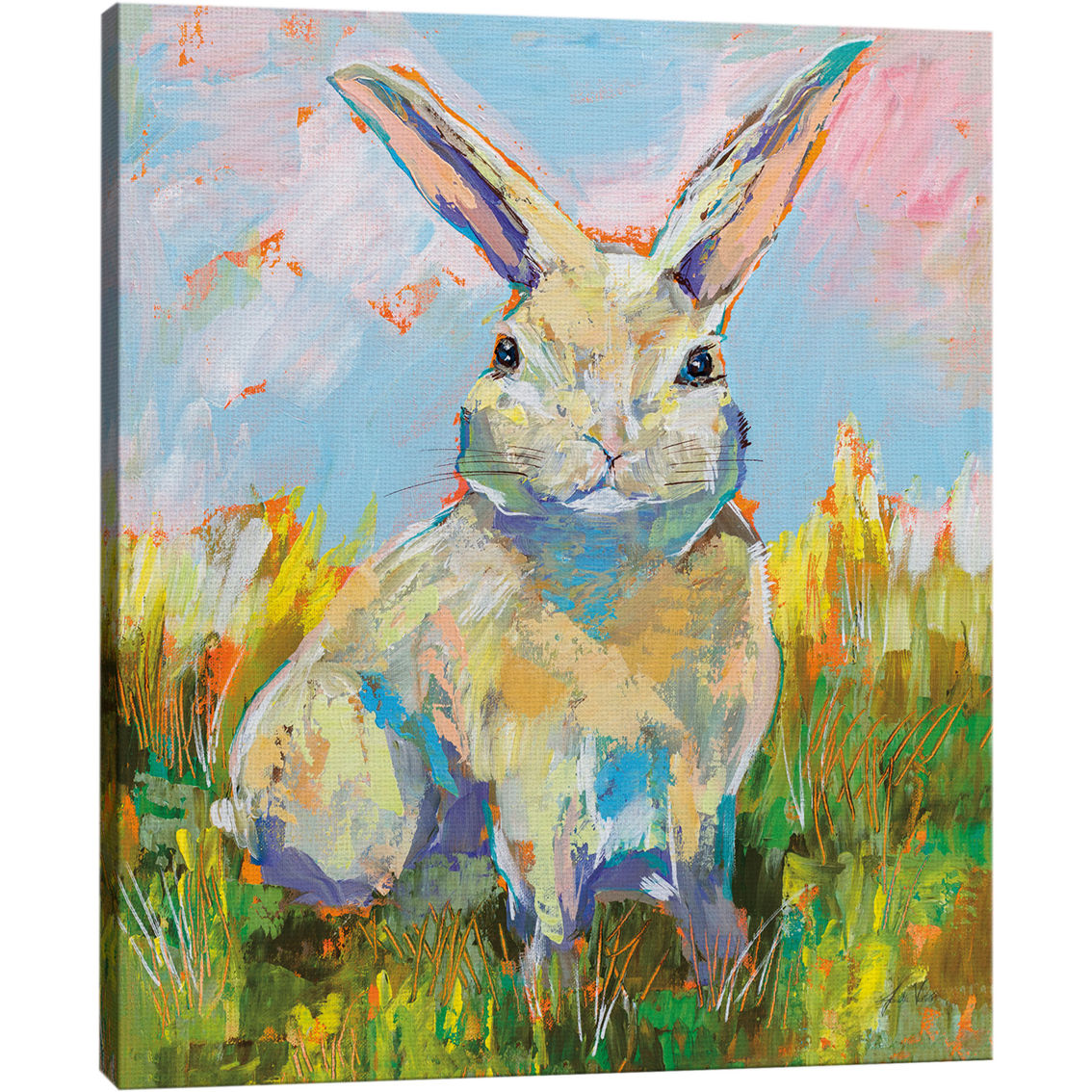 Inkstry Colorful Bunny Giclee Canvas Print - Image 2 of 3