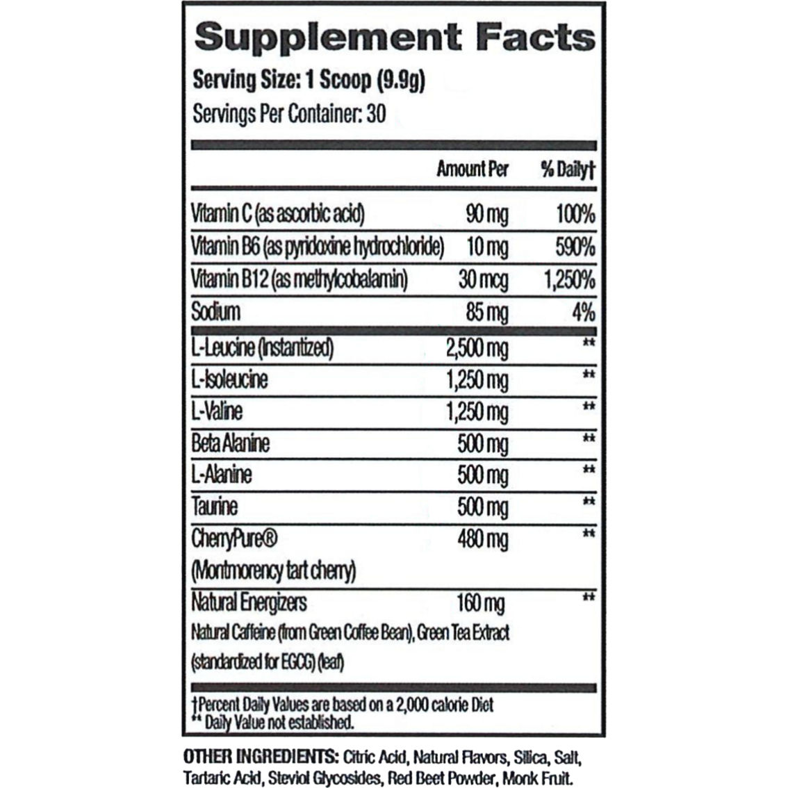 Performance Inspired Berry Flavor BCAA Powder with Energy 30 Servings - Image 2 of 2