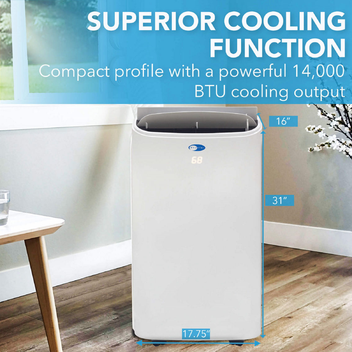 Whynter 14,000 BTU Dual Hose Cooling Portable Air Conditioner, Dehumidifier and Fan - Image 6 of 8