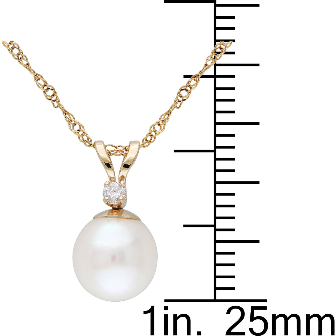 Sofia B. 14K Yellow Gold Cultured Freshwater Pearl & Diamond Solitaire Necklace - Image 4 of 4