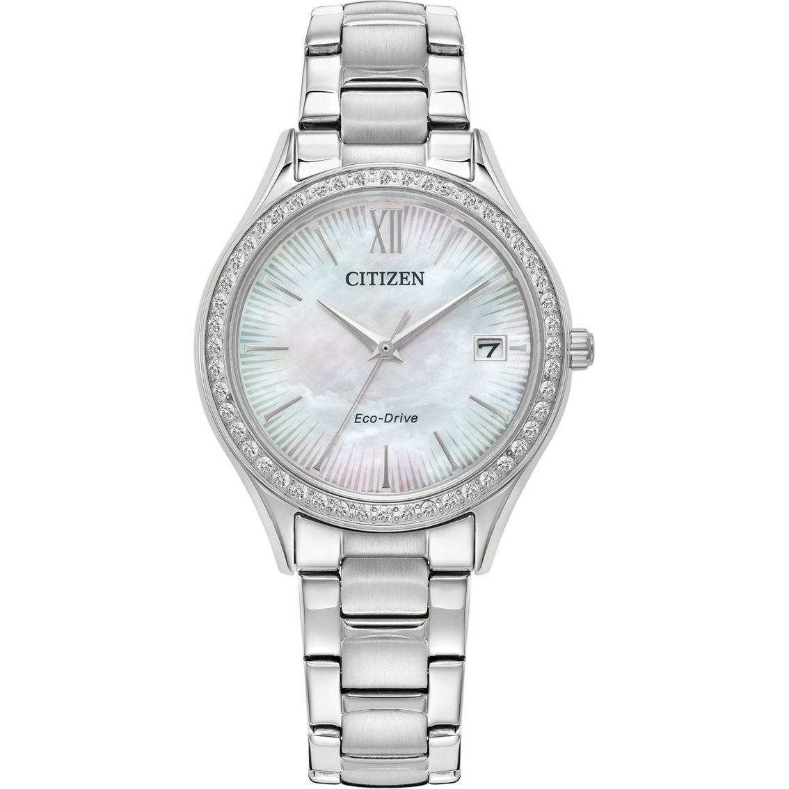 Citizen Women's Crystal Eco Drive Silver Tone Bracelet Watch EO1181-55D