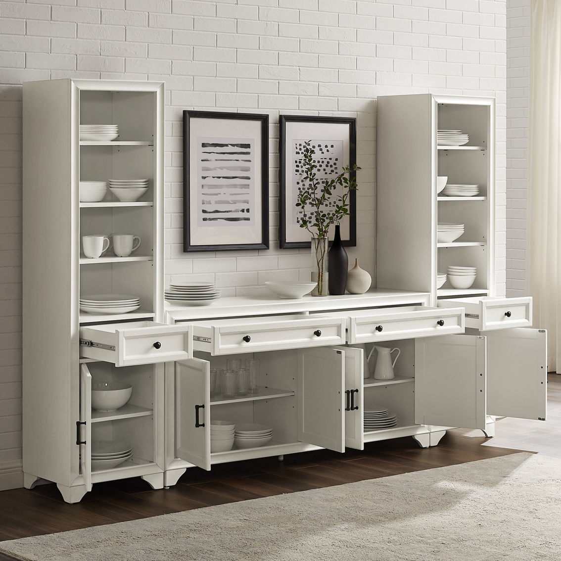 Crosley Furniture Tara 3 pc. Sideboard and Bookcase Set - Image 3 of 7