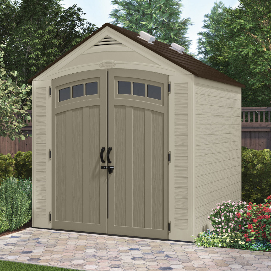 Suncast Vista Storage Shed, Light and Dark Cobblestone - Image 3 of 4