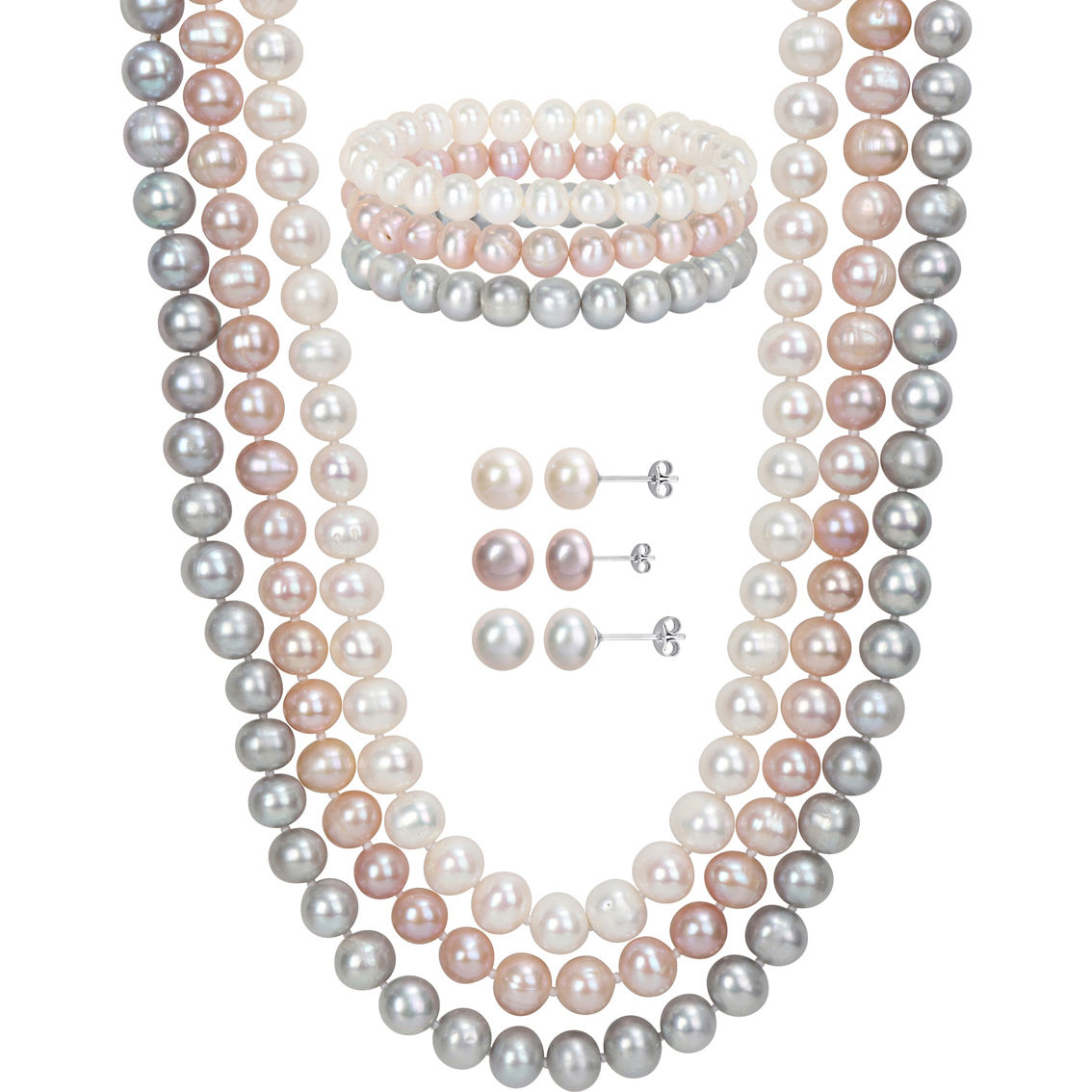 Sofia B. Cultured Freshwater Pearl Necklace, Bracelet and Earrings 9 pc. Set - Image 1 of 5
