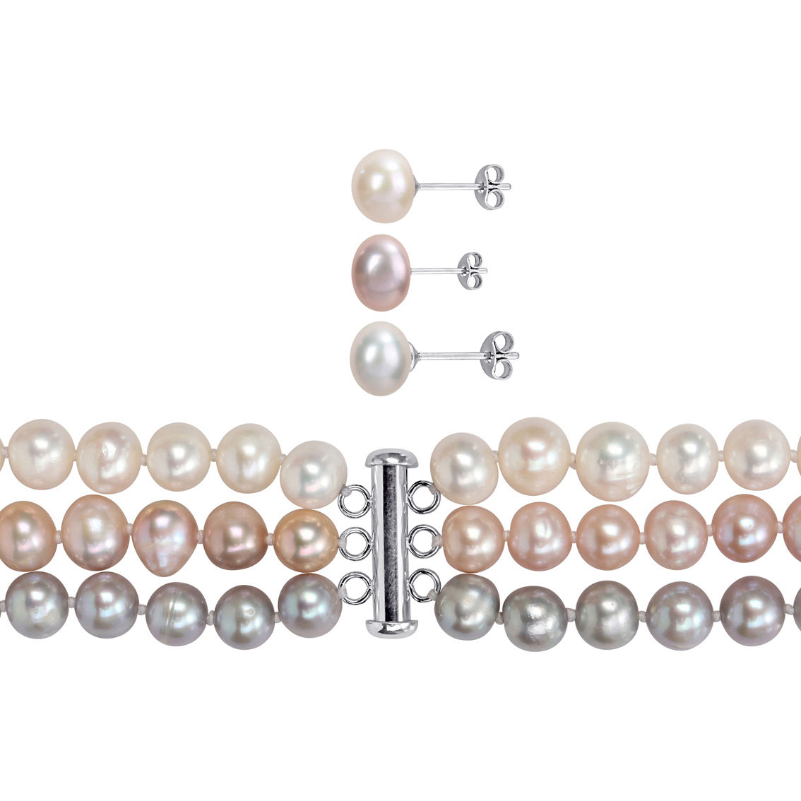 Sofia B. Cultured Freshwater Pearl Necklace, Bracelet and Earrings 9 pc. Set - Image 2 of 5