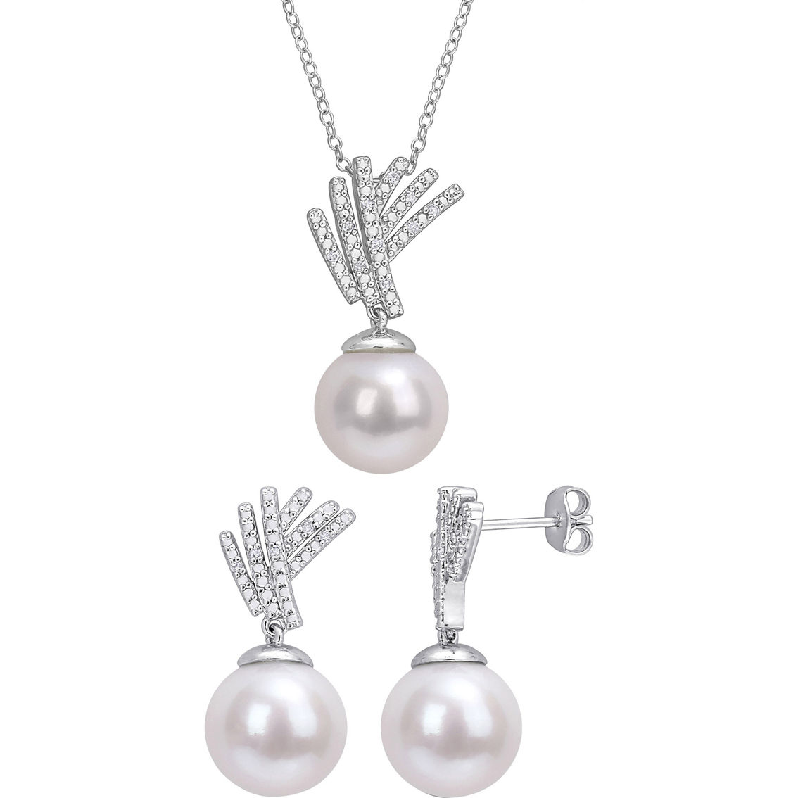 Sofia B. Cultured Freshwater Pearl Diamond Drop Necklace & Earrings 2 pc. Set