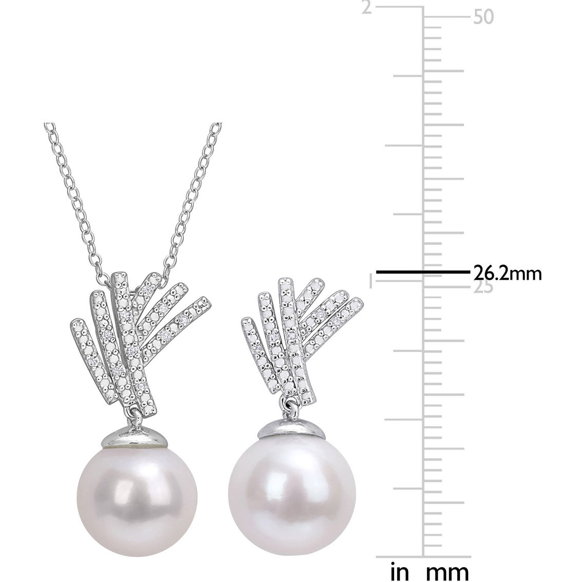 Sofia B. Cultured Freshwater Pearl Diamond Drop Necklace & Earrings 2 pc. Set - Image 4 of 4