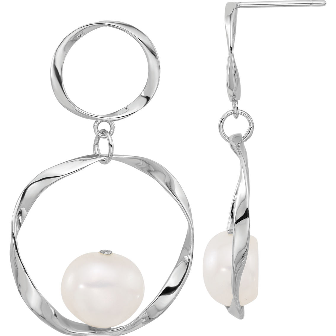 Sterling Silver Freshwater Cultured Pearl Pendant and Earrings 2 pc. Set - Image 4 of 7