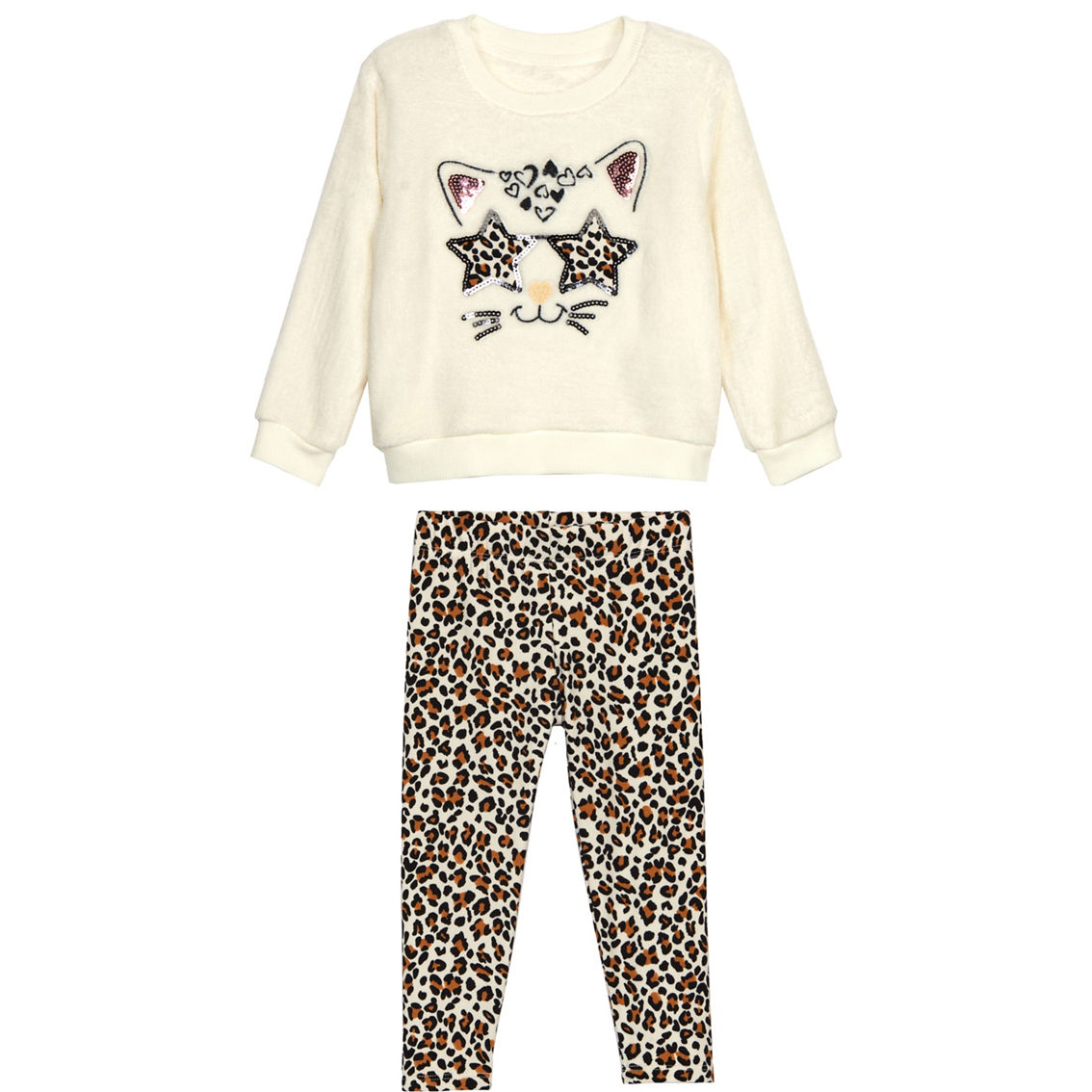 Sweet Butterfly Toddler Girls Leopard Print Kitty Top and Leggings 2 pc. Set
