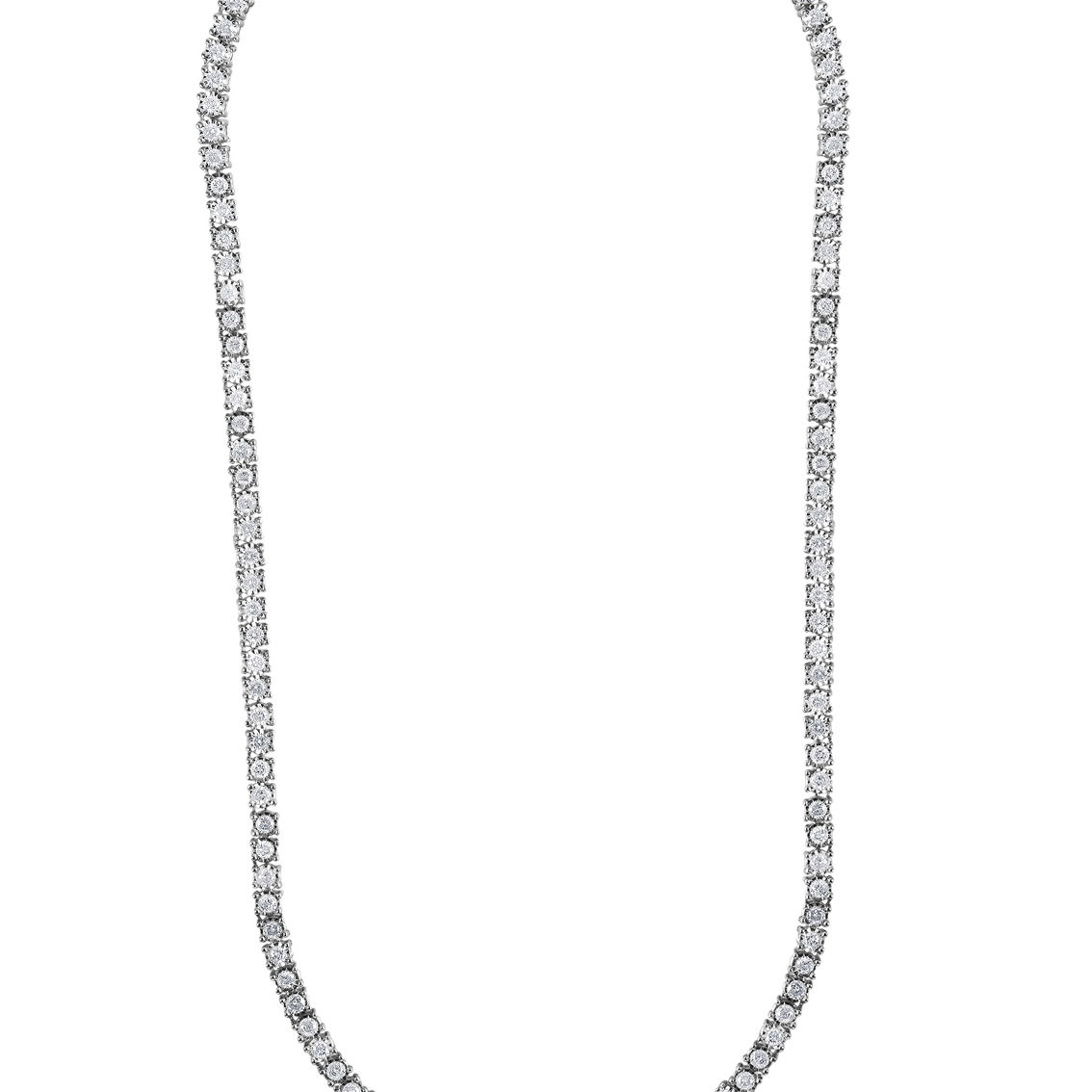 Sterling Silver 5 CTW Diamond Straight Line Tennis Necklace - Image 2 of 2