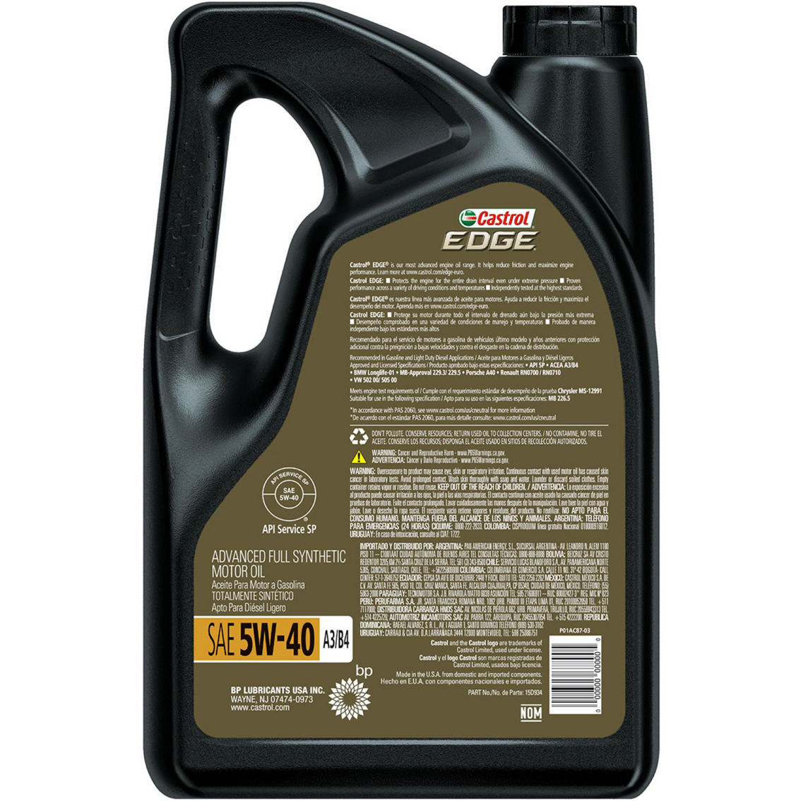 Castrol Edge 5W-40 A3/B4, 3X5USqt UM Motor Oil - Image 2 of 4