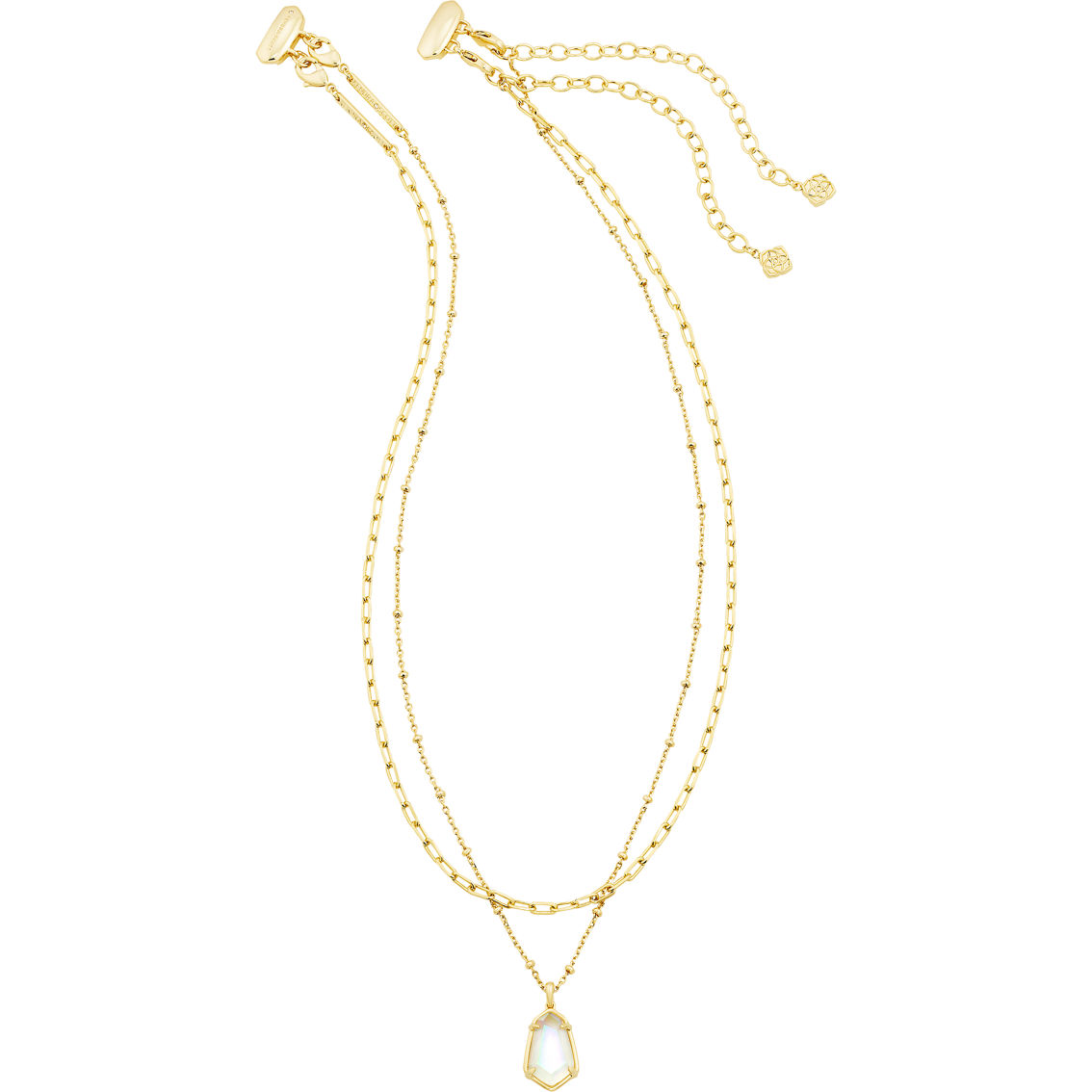 Kendra Scott Alexandria Gold Iridescent Clear Rock Crystal Multi Strand Necklace - Image 2 of 2