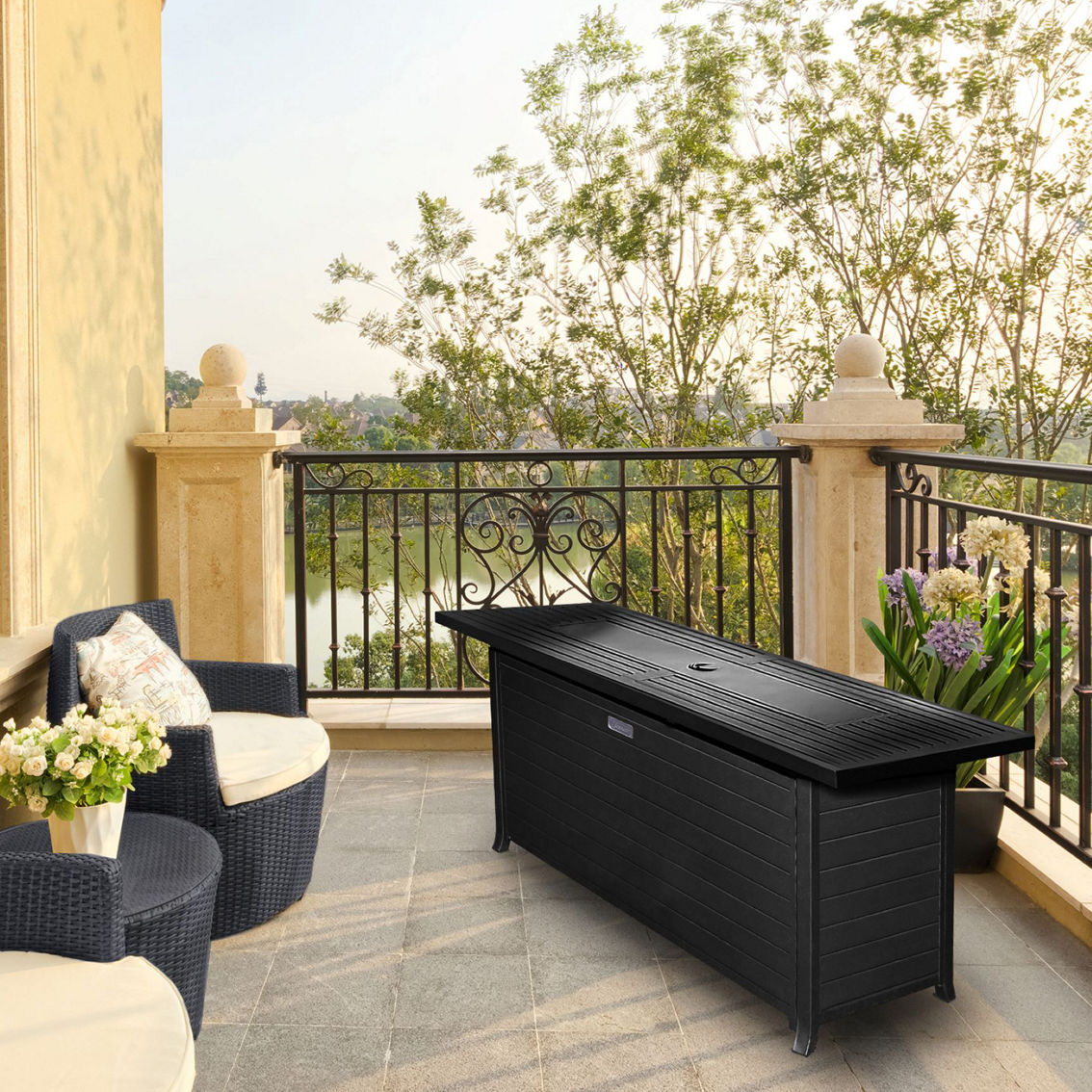 Sunbeam Elite Linear Black Aluminum Fire Table - Image 2 of 4