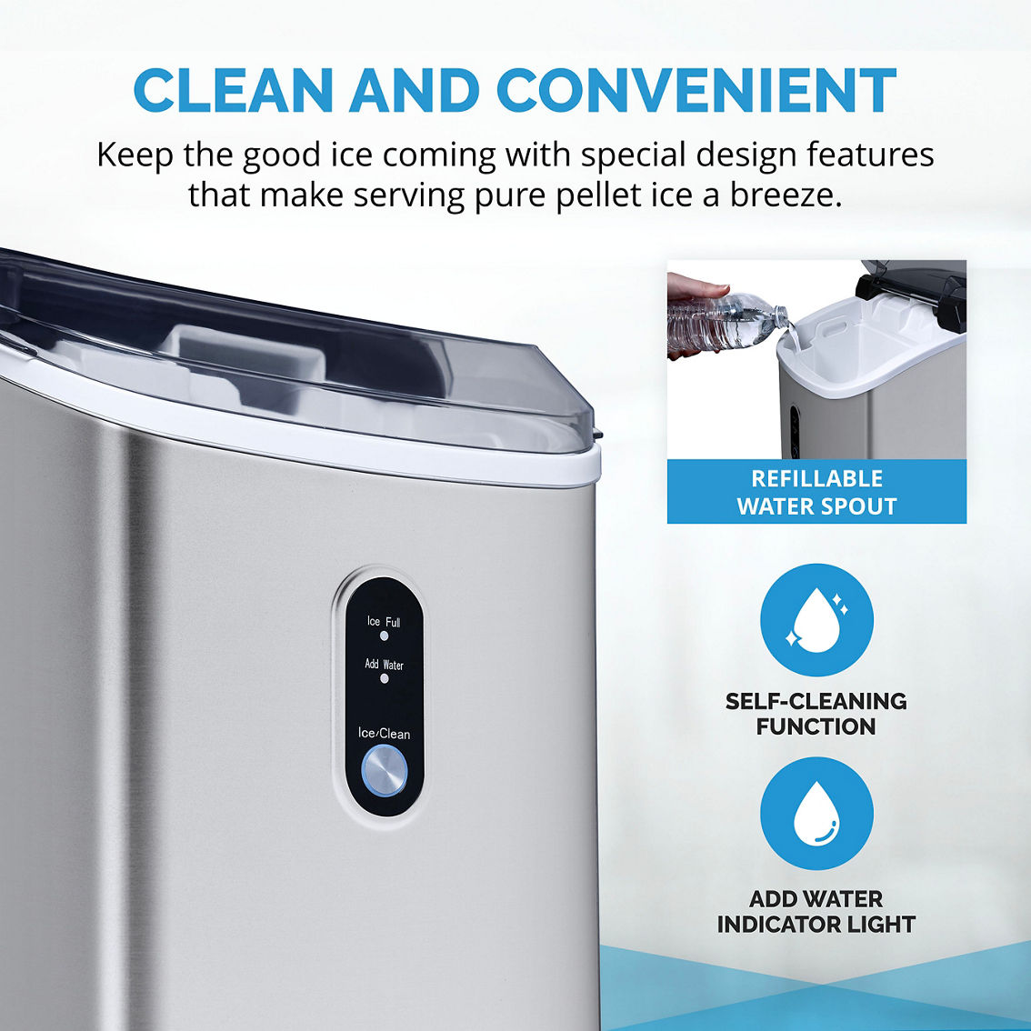 New Air LLC 26 lb. Nugget Countertop Ice Maker - Image 4 of 10