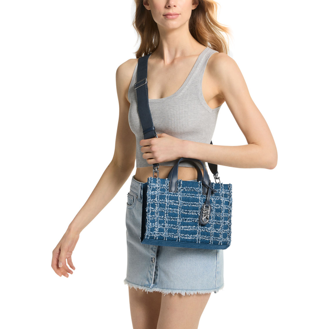 Michael Kors Gigi Denim Small East West Messenger Bag - Image 3 of 3