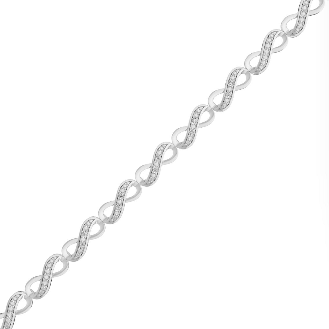 Sterling Silver Diamond Accent 7.25 in. Infinity Link Bracelet - Image 2 of 3