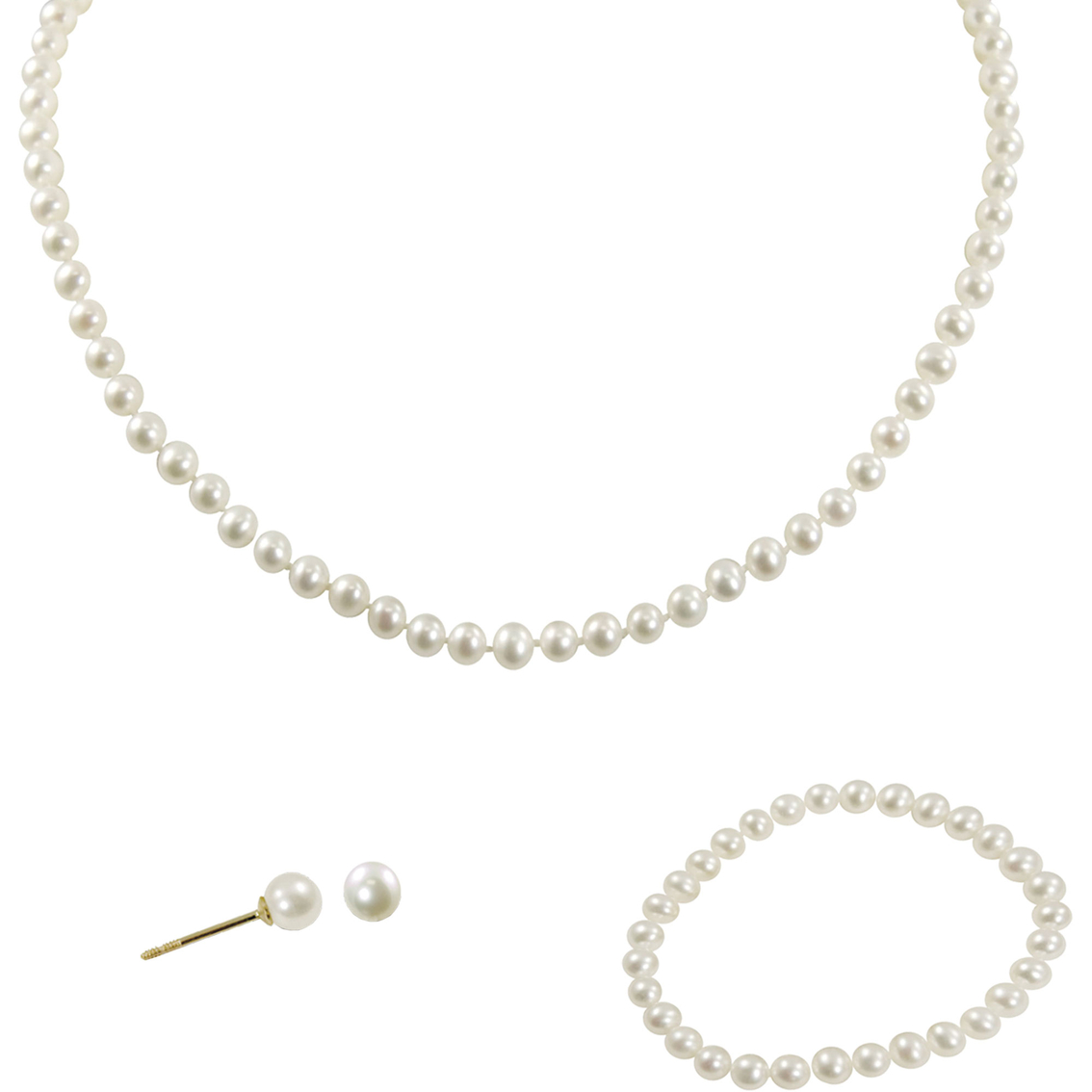 14K Yellow Gold Childs First 4-4.5mm Cultured Freshwater Pearl Gift Set - Image 2 of 2