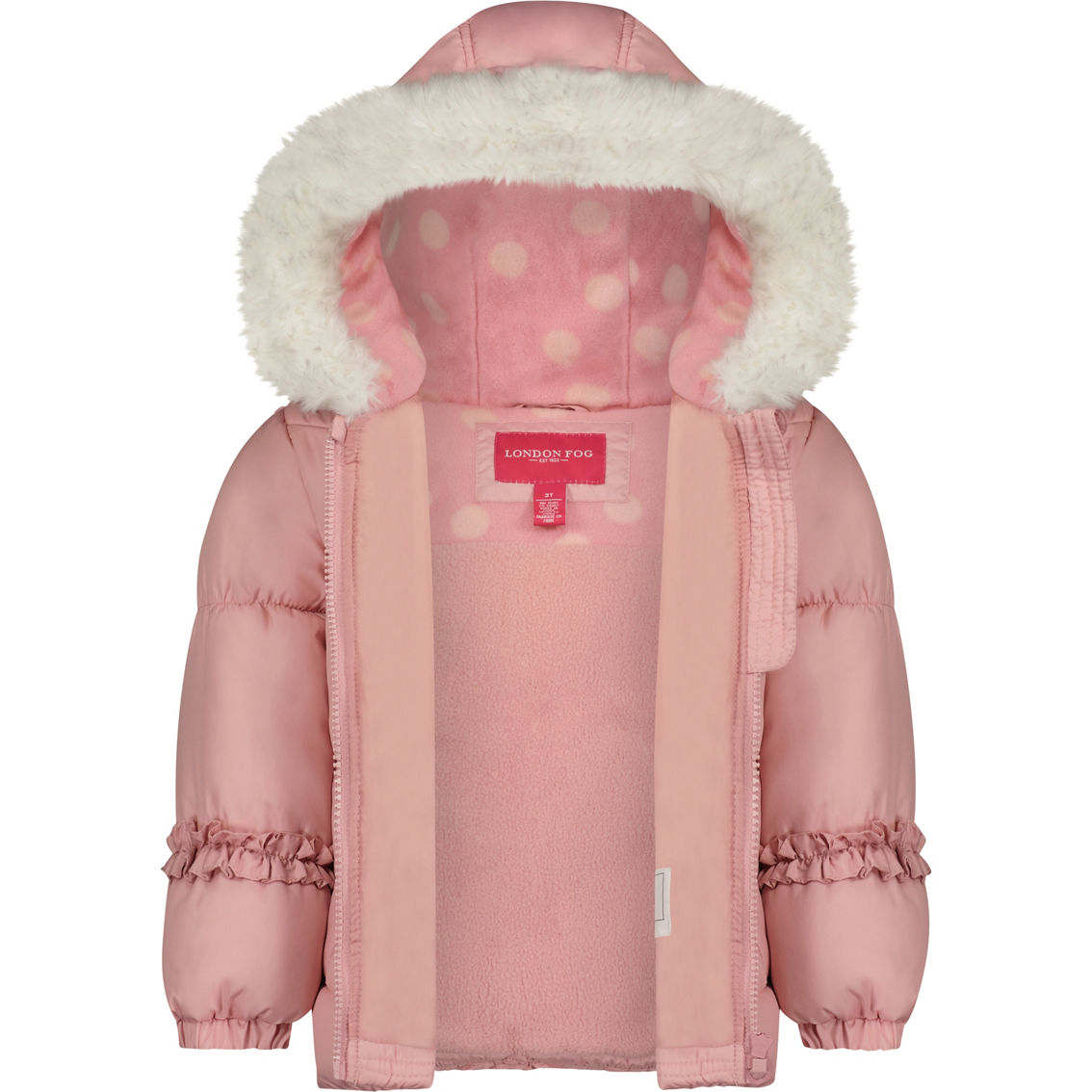 London Fog Little Girls Quilted Zip-Front Puffer with Bonus Hat - Image 2 of 2