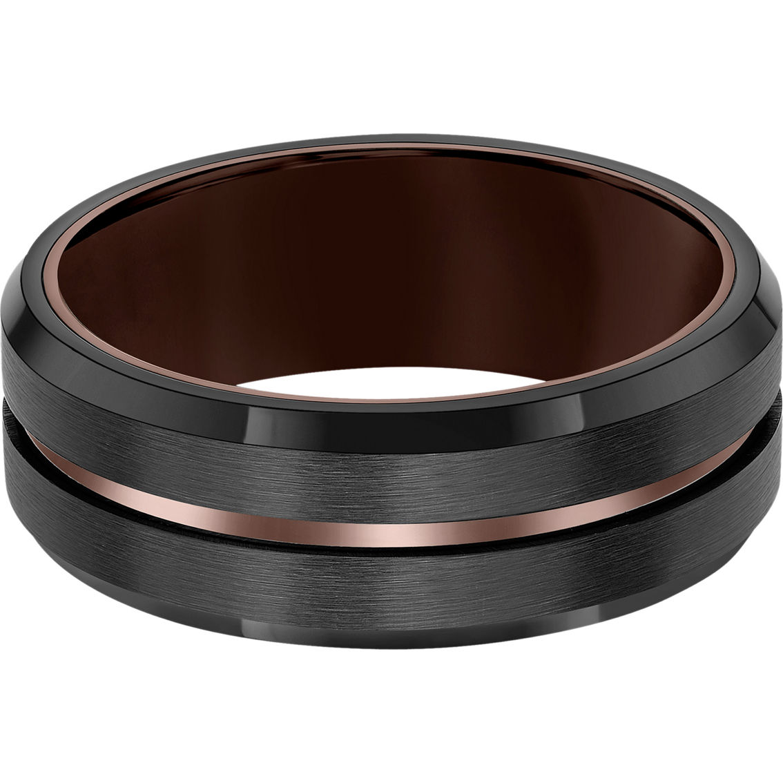 GTX Black Tungsten 8mm Brown Center Line and Brushed Finish Comfort Fit Band - Image 3 of 3