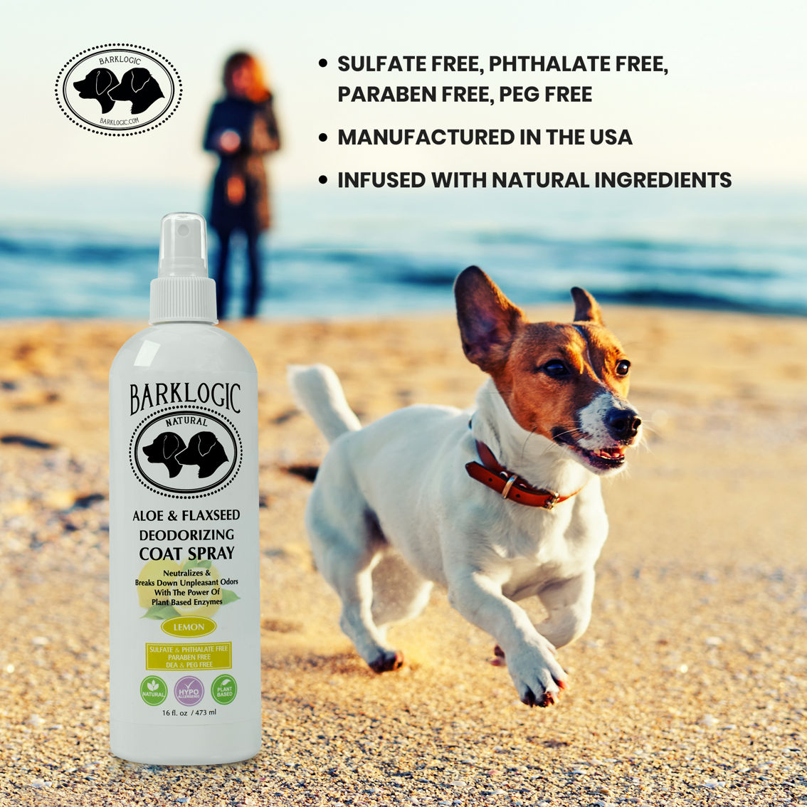 BarkLogic Lemon Scent Aloe and Flaxseed Deodorizing Coat Spray 16 oz. - Image 5 of 10