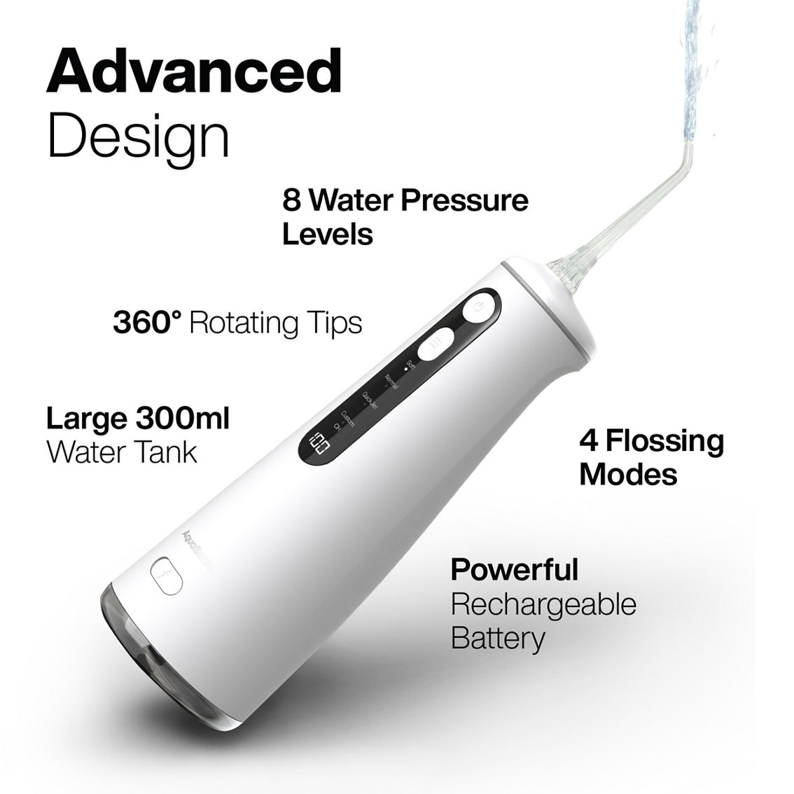 AquaSonic Elite Water Flosser Rechargeable with 4 Tips and 4 Mode Oral Irrigator - Image 2 of 6