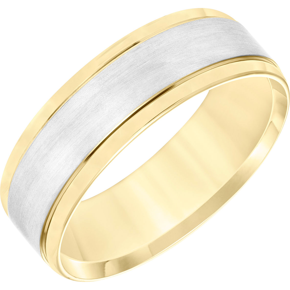 10K Two-Tone Gold 7mm Comfort Fit Band - Image 2 of 3