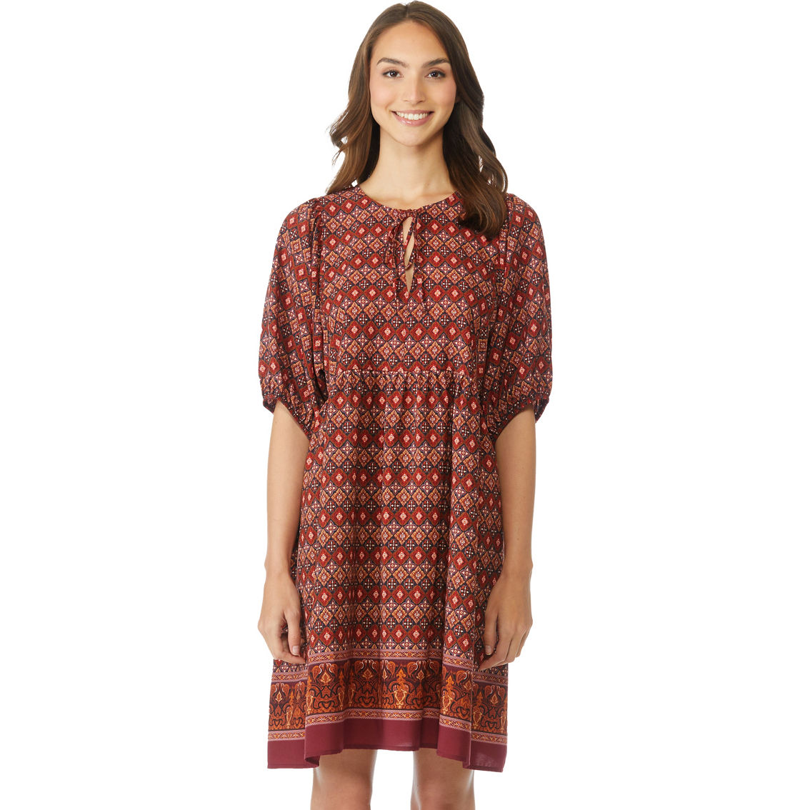 SOHO Emma & Michele Tie-Neck Printed Tunic Dress - Image 3 of 4