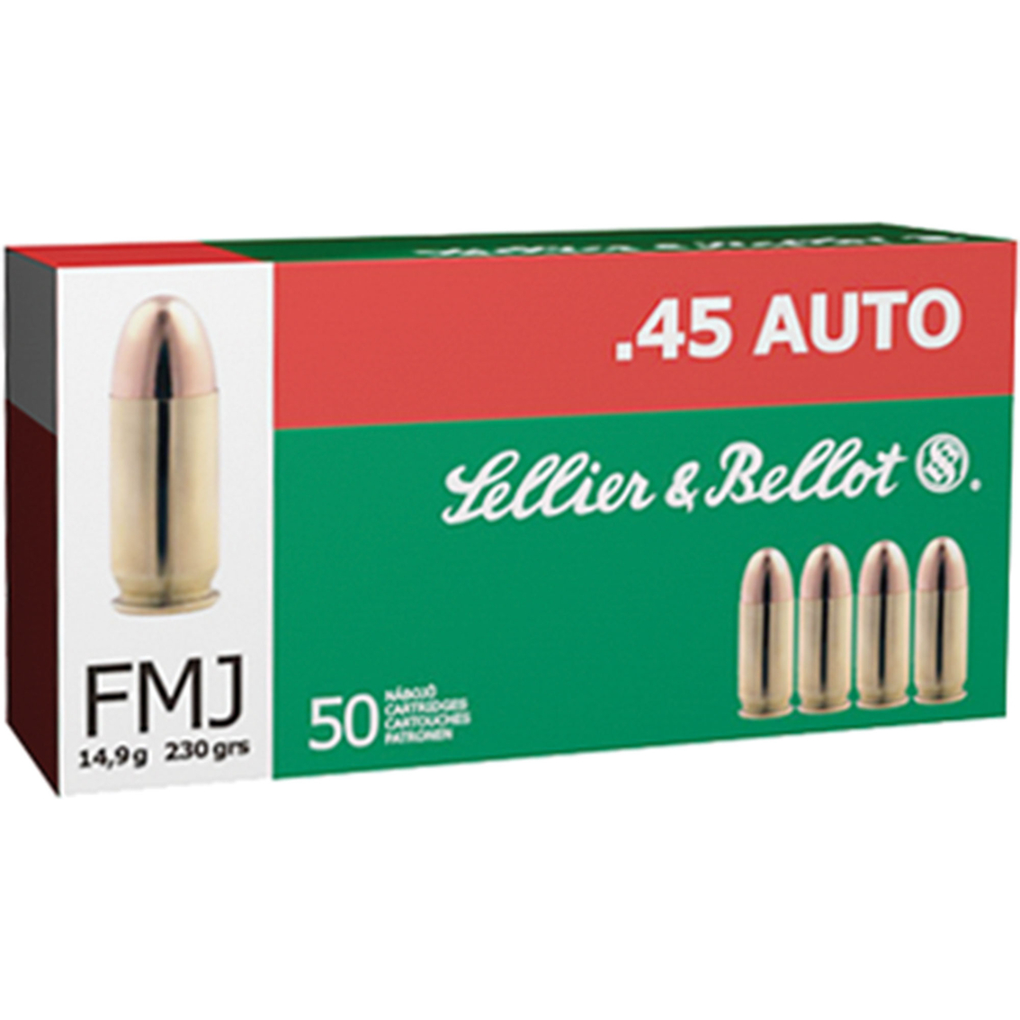 Sellier & Bellot .45 ACP 230 Gr. FMJ, 50 Rounds
