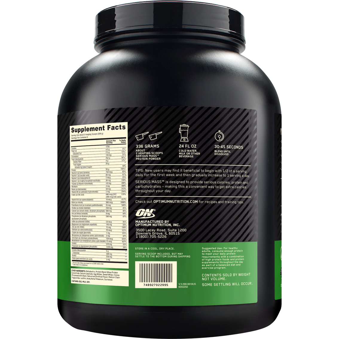 Optimum Nutrition Serious Mass Supplement 6 lb. - Image 2 of 2