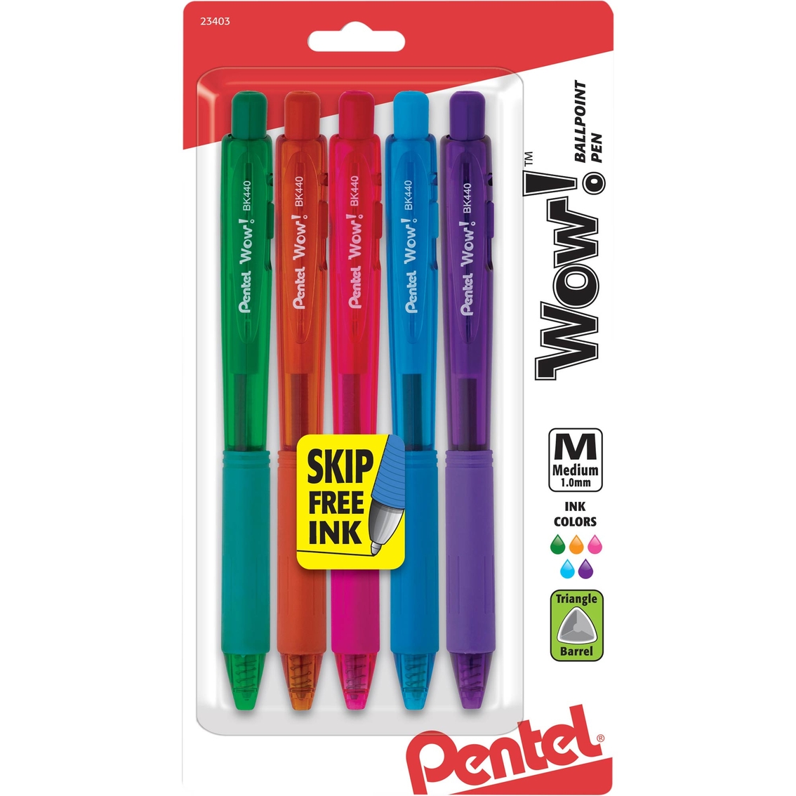 Pentel Wow! Colors Retractable Ballpoint Pen 5 pk
