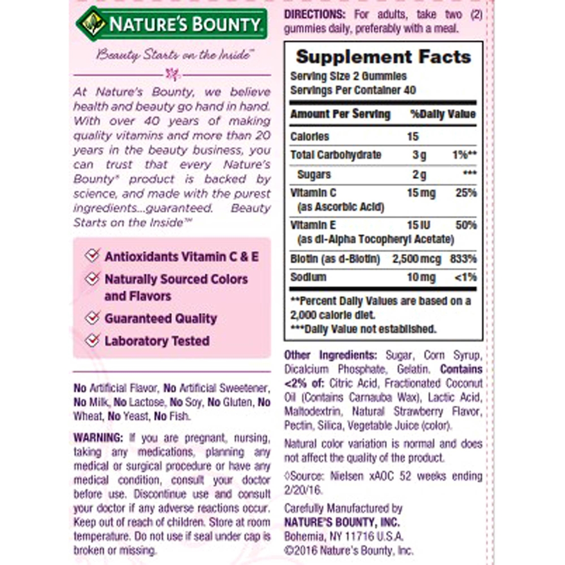 Nature's Bounty Optimal Solutions Hair, Skin & Nails Gummies 80 pk. - Image 2 of 2