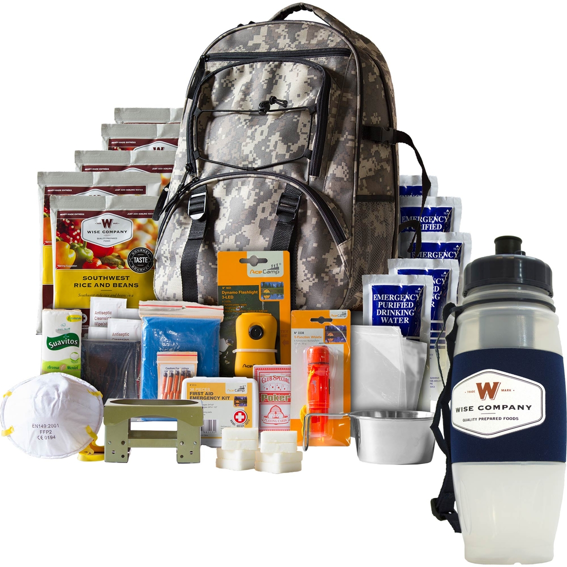 ReadyWise Emergency Food 5 Day Survival Backpack Plus Water Filtration Bottle