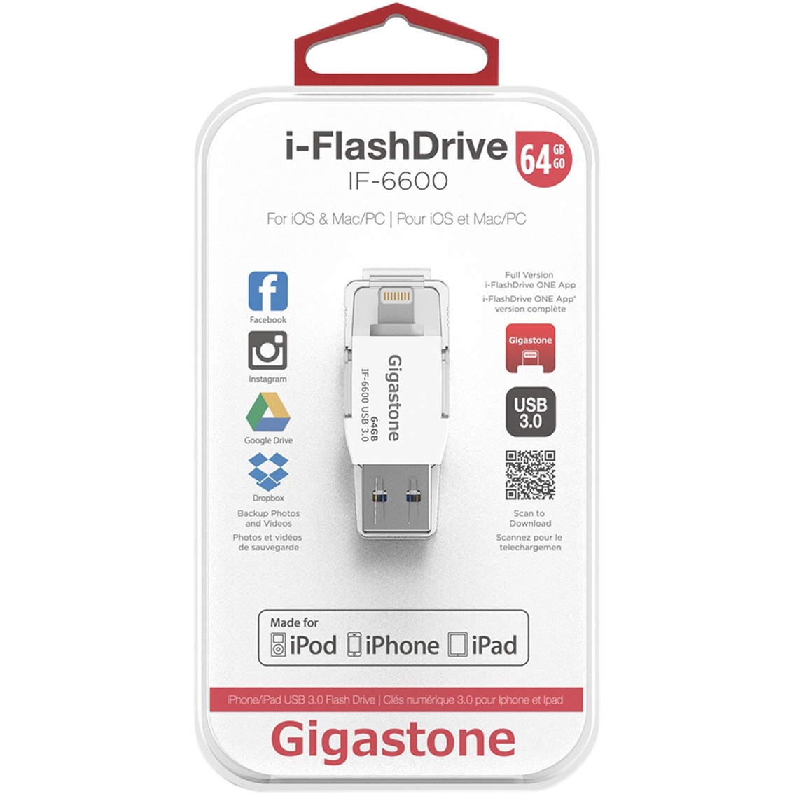 Gigastone 64GB i-FlashDrive Lightning Connector Apple iPhone/iPad USB 3.0 - Image 3 of 3