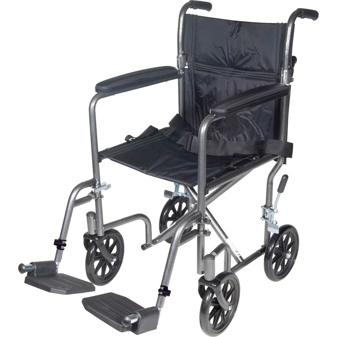 Drive Medical Lightweight Steel Transport Wheelchair, Fixed Full Arms