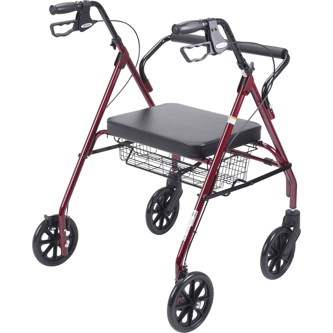 Drive Medical Heavy Duty Rollator Rolling Walker with Large Padded Seat, Red - Image 2 of 4