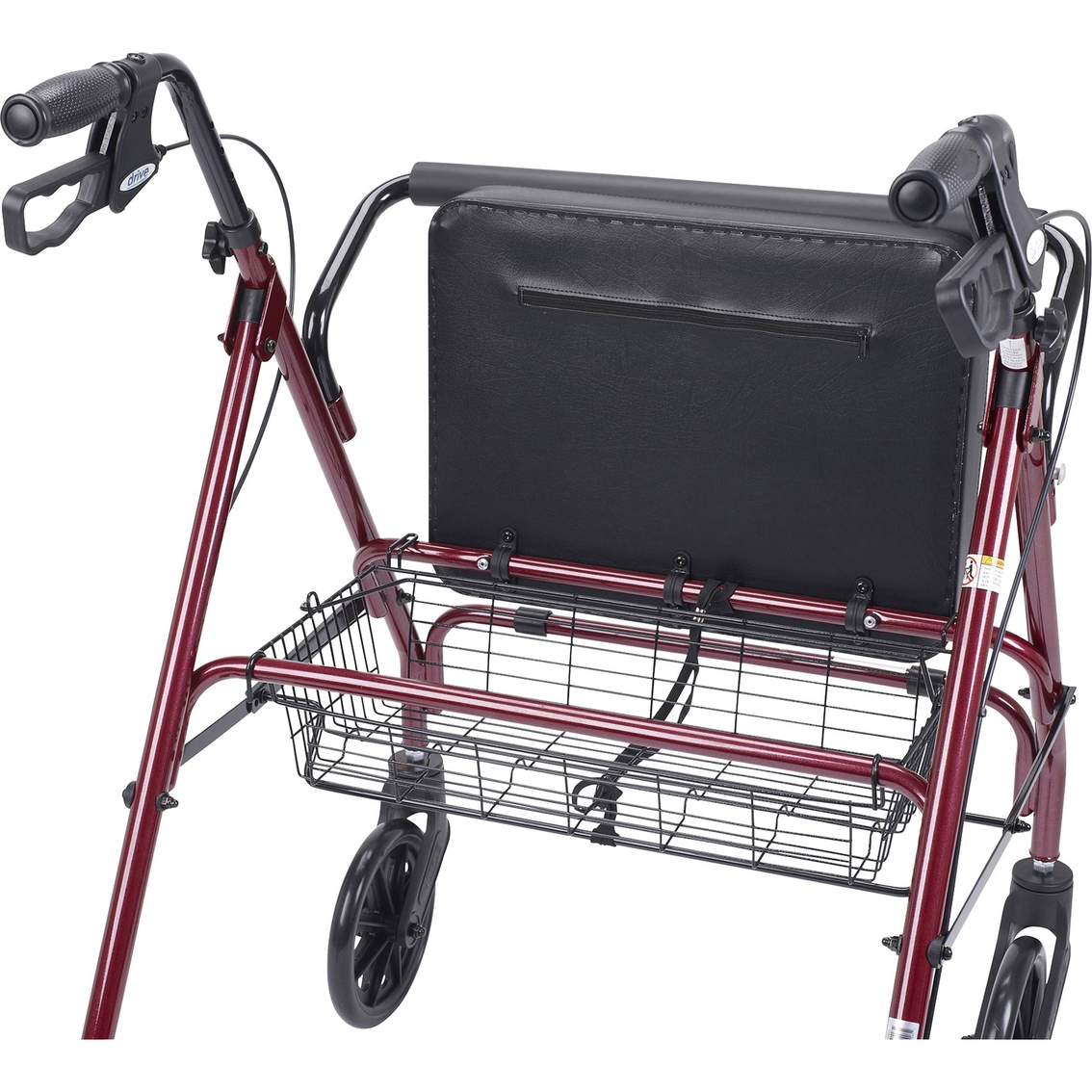 Drive Medical Heavy Duty Rollator Rolling Walker with Large Padded Seat, Red - Image 4 of 4