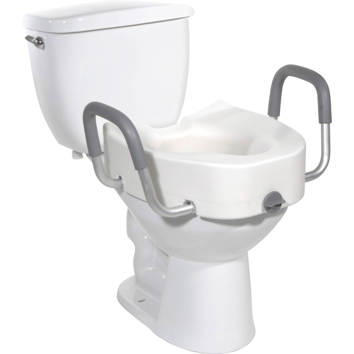 Drive Medical Premium Plastic Raised Toilet Seat with Lock and Padded Armrests - Image 3 of 3