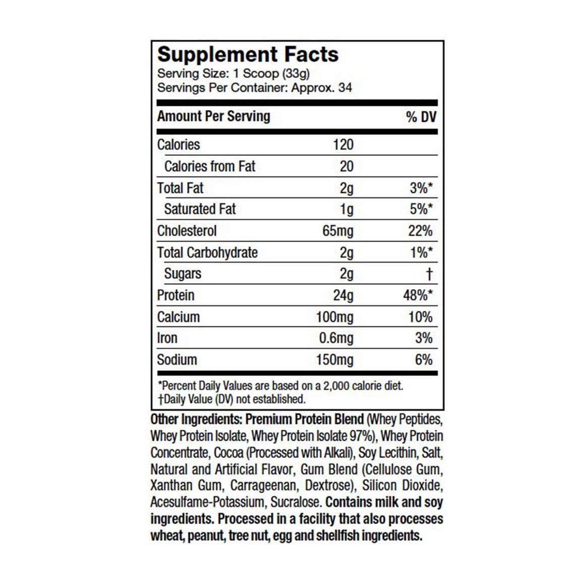 MuscleTech Nitro Tech Premium Gold 100% Whey Protein Double Rich Chocolate 2.2 lb. - Image 2 of 2