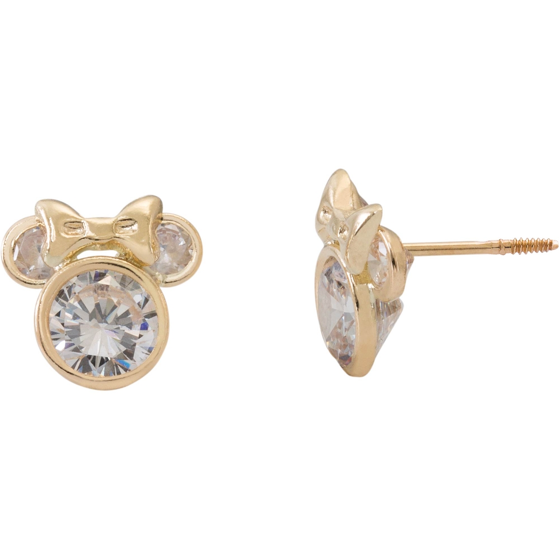 Disney 14K Gold Minnie Mouse Cubic Zirconia Stud Earrings
