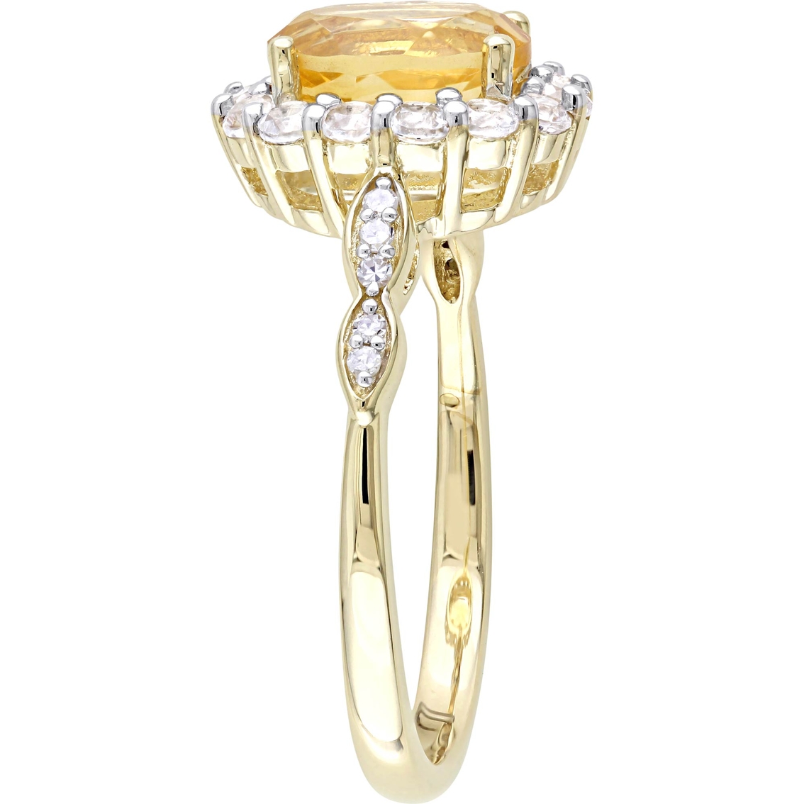 Sofia B. 14K Yellow Gold Citrine and White Topaz and Diamond Accent Halo Ring - Image 2 of 4