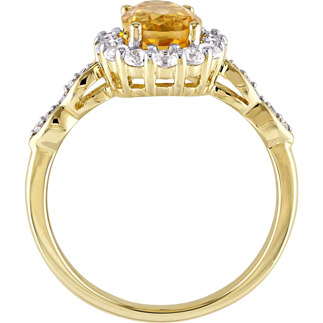 Sofia B. 14K Yellow Gold Citrine and White Topaz and Diamond Accent Halo Ring - Image 3 of 4
