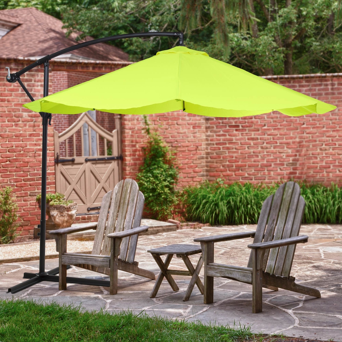 Pure Garden 10 ft. Offset Hanging Aluminum Patio Umbrella - Image 3 of 3