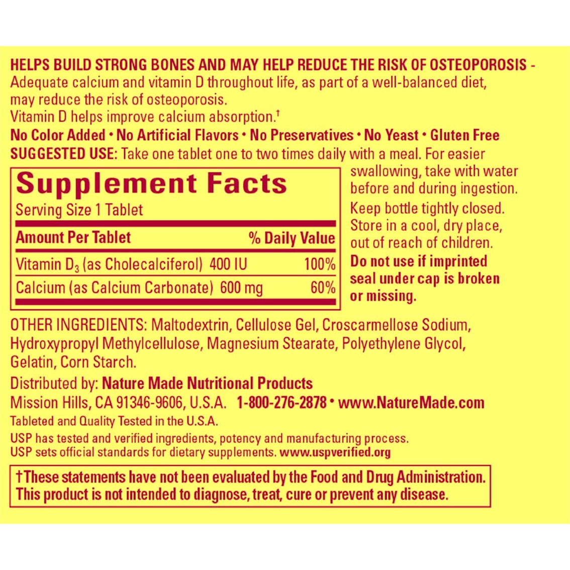 Nature Made Calcium 600mg Tablets 220 ct. - Image 2 of 2