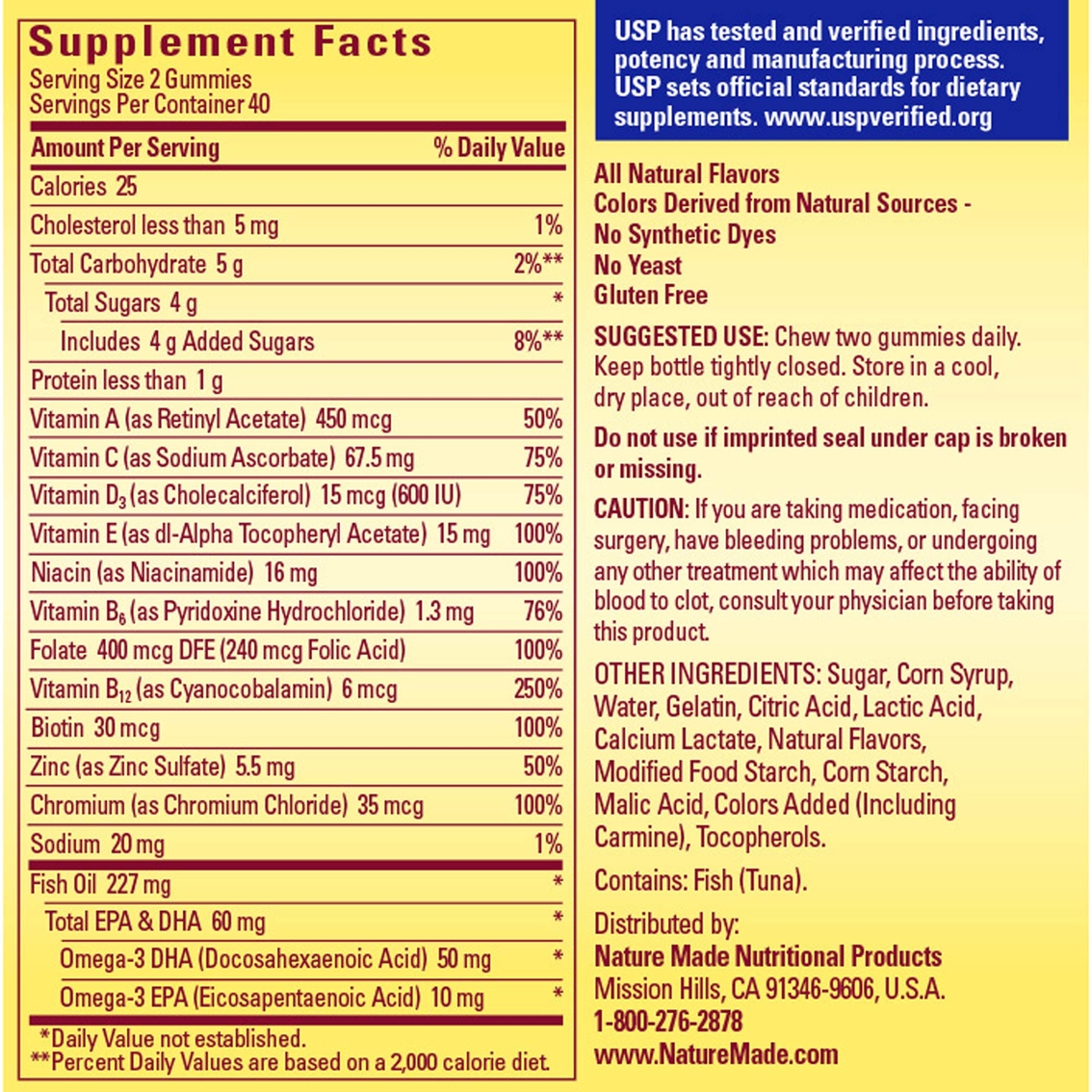 Nature Made Multivitamin and Omega Gummies for Him 80 ct. - Image 2 of 2
