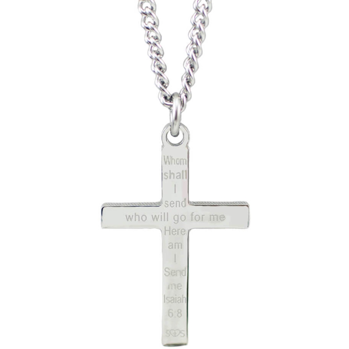 Shields of Strength Men's Stainless Flag Cross Thin Red Line Necklace Isaiah 6:9 - Image 2 of 2