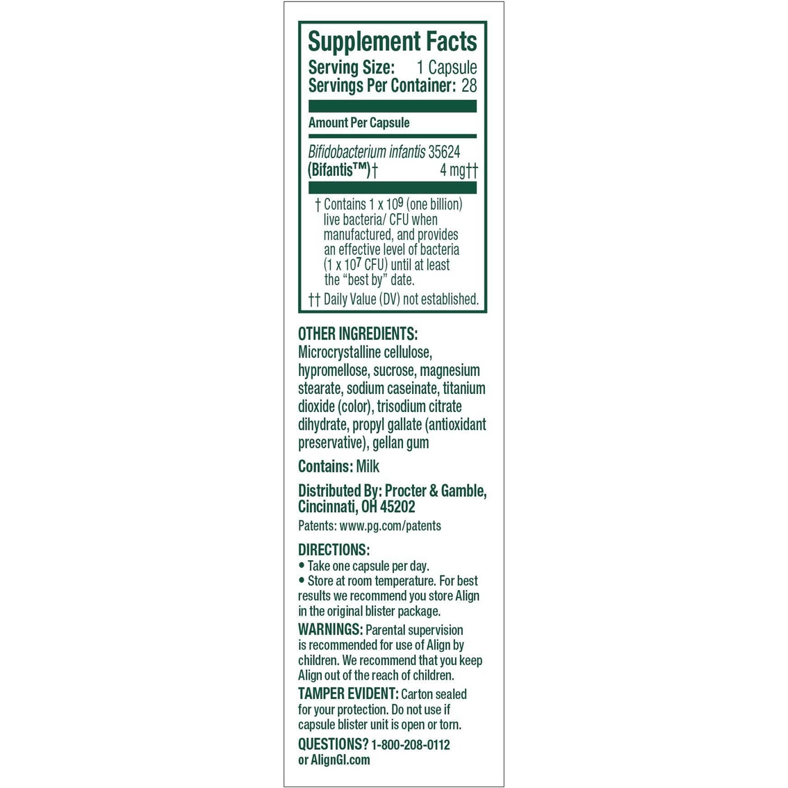 ALIGN PROBIOTIC VITAMINS 28 CT - Image 2 of 2