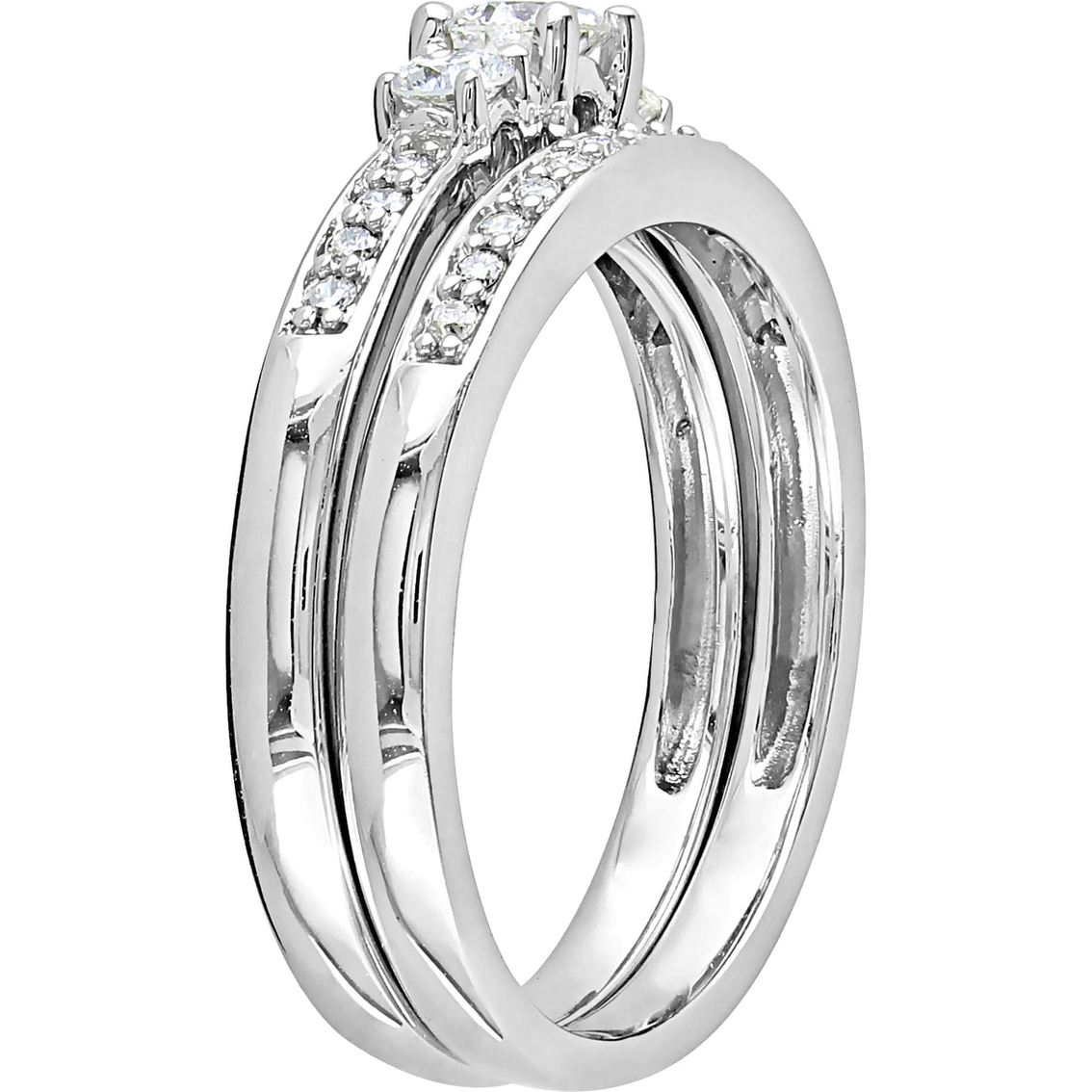 Diamore 14K White Gold 1/2 CTW Diamond 3 Stone Bridal Set - Image 2 of 4